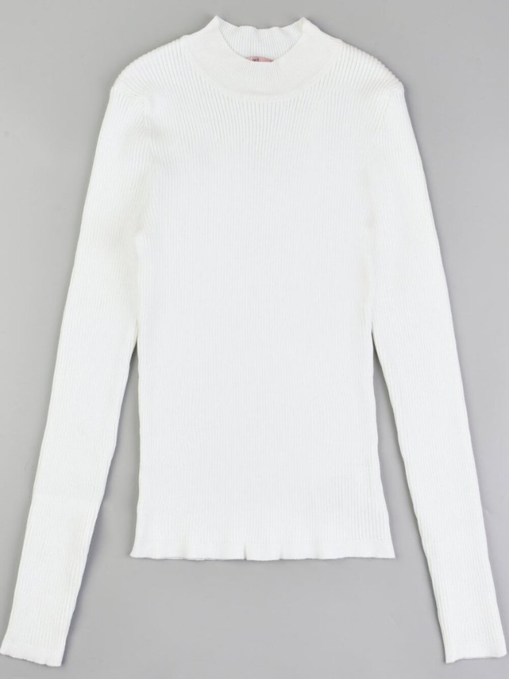 white ribbed mock-neck